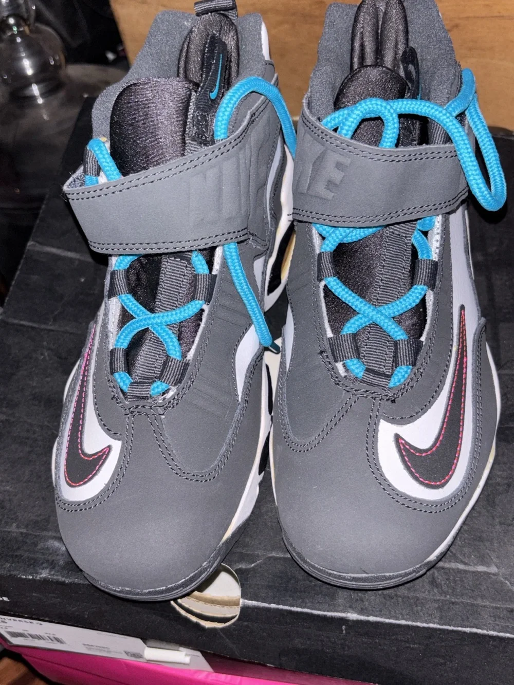 Nike Kids Gray Sneakers with Blue Laces